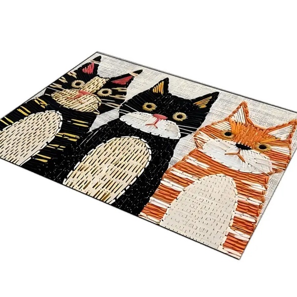CATS Placemats (2) Woven Rustic Farmhouse Kitty Dining Room‎ Table Settings NEW - Picture 7 of 8